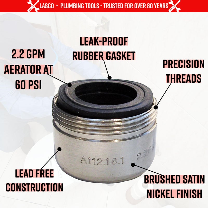 LASCO 09-1979 Fit Most Dual Thread Faucet Aerator with Standard Male and Female Adapter, Satin Nickel - Image 2